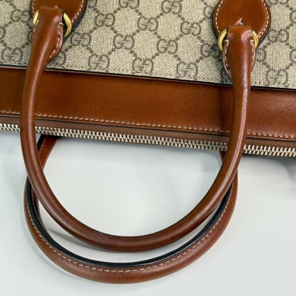 Gucci GG Logo Supreme Shoulder Bag Crossbody Beige & Brown Canvas - Picture 7 of 10